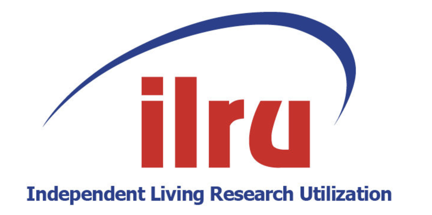 This is the logo of ILRU it's a blue arch on top of the letters ilru in lower case and color red. Under the logo there are the words Independent Living Research Utilization in color blue.